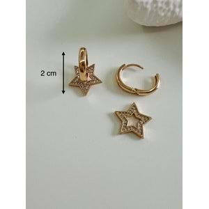 XUPING ZİRKON TAŞLI, YILDIZ CHARMLI KÜPE-ROSE RENK ACR7124