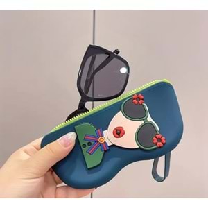 TAŞINABİLİR, KOL ASKILI SİLİKON GÖZLÜK KILIFI-KOYU YEŞİL ACR7344