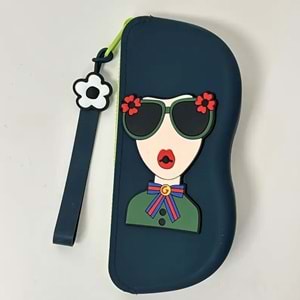 TAŞINABİLİR, KOL ASKILI SİLİKON GÖZLÜK KILIFI-KOYU YEŞİL ACR7344