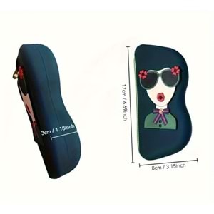 TAŞINABİLİR, KOL ASKILI SİLİKON GÖZLÜK KILIFI-KOYU YEŞİL ACR7344