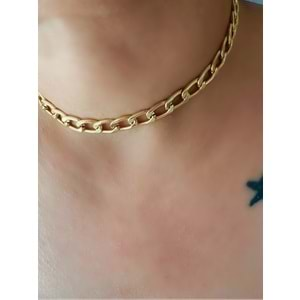 GOLD RENK ZİNCİR CHOKER KOLYE ACR7363