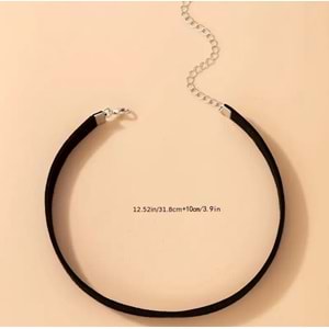 SİYAH RENK, PÜRÜZSÜZ YÜZEYLİ, POLYESTER KUMAŞ CHOKER KOLYE ACR7417