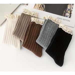 KIZ ÇOCUKLARI İÇİN VİNTAGE DANTELLİ, FIRFIRLI, ÇORAP (9-12Y) ACR7489