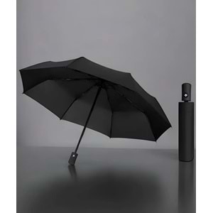 8 FİBER TELLİ RÜZGARA DAYANIKLI TAM OTOMATİK, KILIFLI SİYAH UNISEX ŞEMSİYE ACR7509