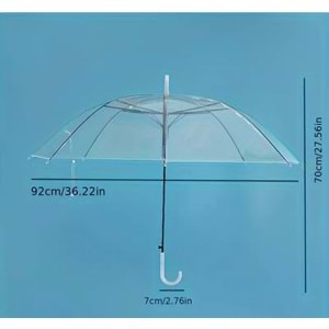 ŞEFFAF, KALİTELİ, BASTONLU 8 TEL ŞEMSİYE ACR7520