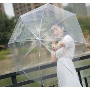 ŞEFFAF, KALİTELİ, BASTONLU 8 TEL ŞEMSİYE ACR7520