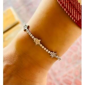 ÇELİK YILDIZLI SUYOLU BİLEKLİK 18+1CM-GÜMÜŞ RENK ACR7587