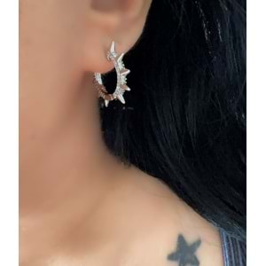 XUPING TAŞLI, ÇİVİLİ HALKA KÜPE-GÜMÜŞ RENK ACR7600