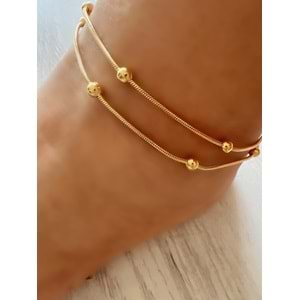 GOLD RENK İKİLİ TOP ZİNCİR ÇELİK HALHAL 21+5 CM ACR7672