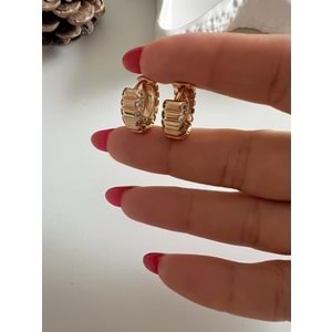 XUPING TAŞLI MİNİMAL HALKA KÜPE-ROSE RENK ACR7832