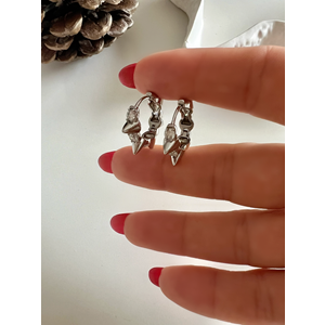 XUPING TAŞLI ÇİVİ MODEL HALKA KÜPE-GÜMÜŞ RENK ACR7836