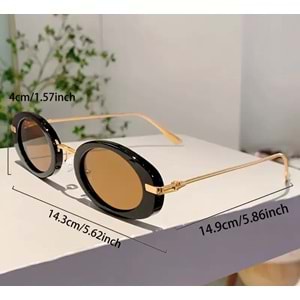 KADIN OVAL TASARIM GÜNLÜK MODA GÖZLÜK-SİYAH ÇERÇEVELİ TURUNCU ACR7888