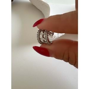 YILDIZLI KIKIRDAK (EARCUFF) KÜPE-GÜMÜŞ RENK ACR7957