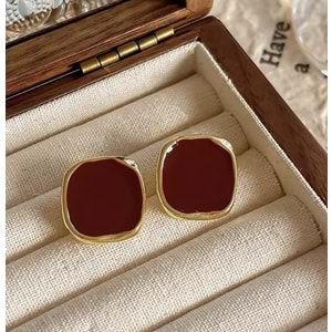 VİNTAGE KIRMIZI KARE KÜPE ACR8222