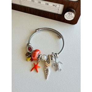 TURUNCU TAŞLI DENİZ YILDIZI CHARM BİLEKLİK ACR8281