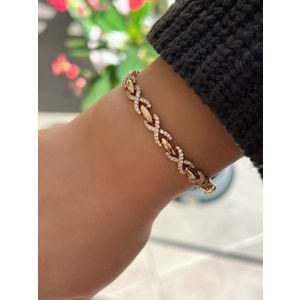 XUPING ZİRKON TAŞLI SONSUZLUK BİLEKLİK 18+1CM-ROSE RENK ACR8312
