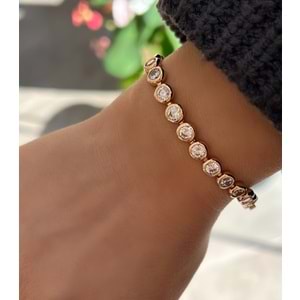XUPING YUVARLAK TAŞLI BİLEKLİK 17+2 CM-ROSE RENK ACR8315
