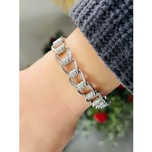 XUPING ZİRKON TAŞLI ZİNCİR BİLEKLİK 18+2CM-GÜMÜŞ RENK ACR8330