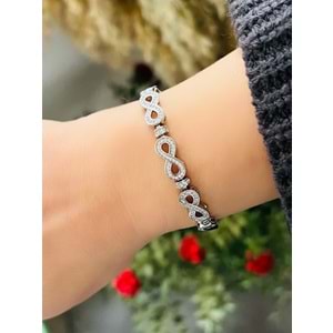 XUPING ZİRKON TAŞLI SONSUZLUK BİLEKLİK 17+3CM-GÜMÜŞ RENK ACR8334