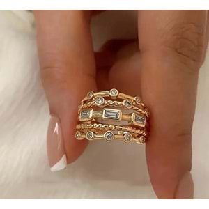 AYARLANABİLİR VİNTAGE ÇOKLU GÖRÜNÜMLÜ TAŞLI YÜZÜK-GOLD RENK ACR8338