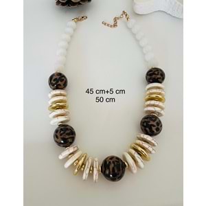 VİNTAGE LEOPAR DESENLİ KOLYE 45+5CM-GOLD RENK ACR8380