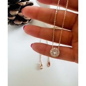 XUPING YUVARLAK TAŞLI KOLYE 45CM-ROSE RENK ACR8492