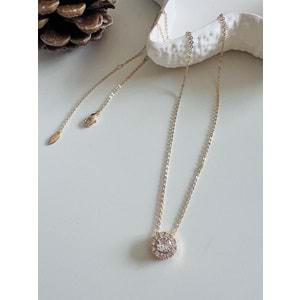 XUPING YUVARLAK TAŞLI KOLYE 45CM-ROSE RENK ACR8492