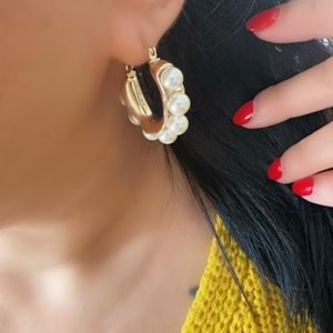 XUPING 14K İNCİLİ HALKA KÜPE-GOLD RENK ACR8532