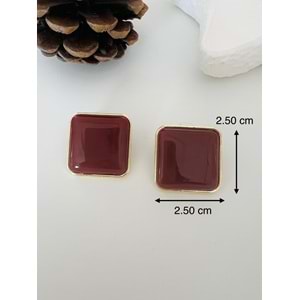BORDO RENK KARE KÜPE-GOLD RENK ACR8574