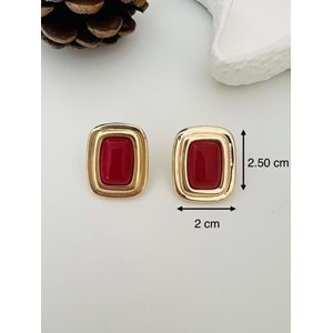 GOLD ÇERÇEVELİ KIRMIZI RENK KÜPE ACR8580