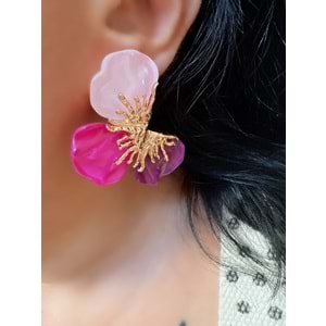 PEMBE ÜÇ YAPRAKLI KÜPE ACR8657
