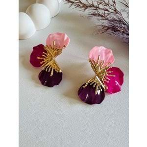 PEMBE ÜÇ YAPRAKLI KÜPE ACR8657