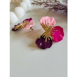 PEMBE ÜÇ YAPRAKLI KÜPE ACR8657