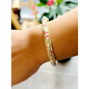 ÖZEL SERİ KREM MİNELİ, PEMBE ÇİÇEKLİ KELEPÇE ACR8702