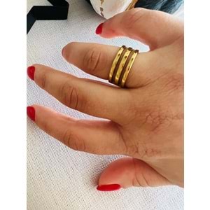 GOLD RENK SIRALI ÇELİK YÜZÜK NO 6 ACR8800