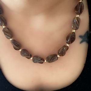 KAHVERENGİ BONCUK KOLYE 42+5CM ACR8867