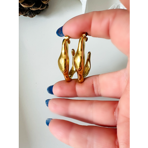 ÇELİK, GOLD RENK TASARIM KÜPE ACR9095