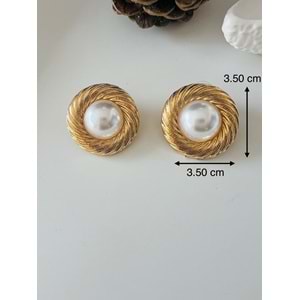 ÖZEL SERİ YUVARLAK İNCİ KÜPE-GOLD RENK ACR9096