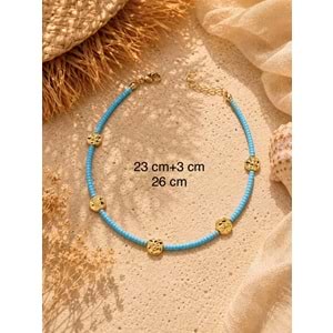 METAL, MAVİ BONCUKLU HALHAL 23+3CM ACR9148