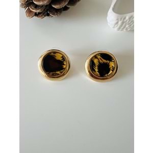 ÖZEL SERİ LEOPARLI YUVARLAK KÜPE-GOLD RENK ACR9188