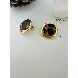 ÖZEL SERİ LEOPARLI YUVARLAK KÜPE-GOLD RENK ACR9188