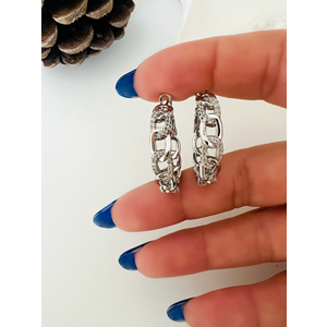 XUPING TAŞLI, ZİNCİR HALKA KÜPE-GÜMÜŞ RENK ACR9199