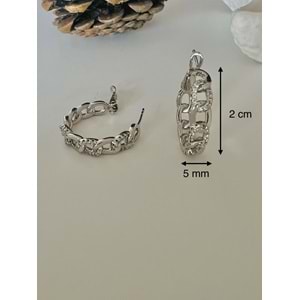 XUPING TAŞLI, ZİNCİR HALKA KÜPE-GÜMÜŞ RENK ACR9199