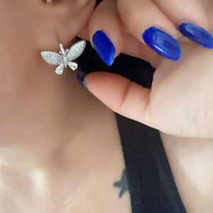 XUPING TAŞLI, KELEBEK KÜPE-GÜMÜŞ RENK ACR9203