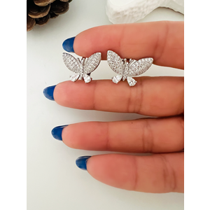 XUPING TAŞLI, KELEBEK KÜPE-GÜMÜŞ RENK ACR9203