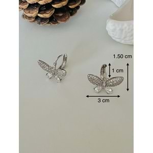 XUPING TAŞLI, KELEBEK KÜPE-GÜMÜŞ RENK ACR9203