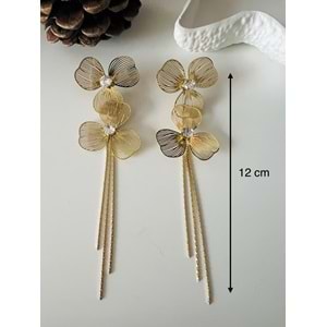 2'Lİ SALLANTILI ÇELİK ÇİÇEK KÜPE-GOLD RENK ACR9245