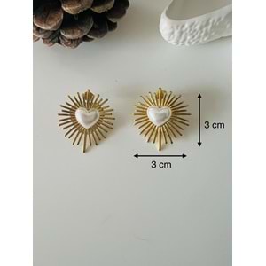 İNCİLİ KALP ÇELİK KÜPE-GOLD RENK ACR9246