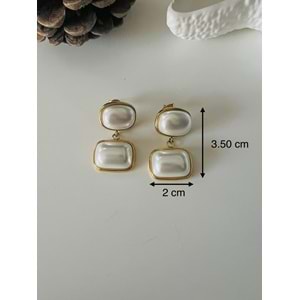 2'Lİ KARE İNCİLİ ÇELİK KÜPE-GOLD RENK ACR9247