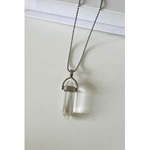 ERKEK KUVARS DOĞALTAŞ ÇELİK ÇİVİ KOLYE 70CM ACR9293